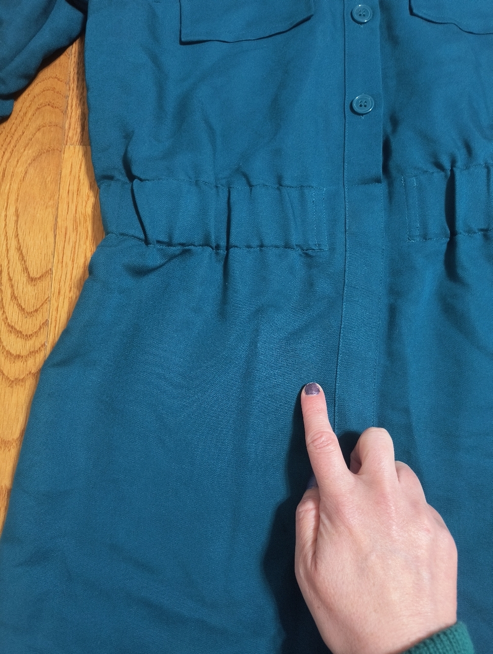Pick 3/$10 ⭐ The Limited Safari Style Shirt Dress, Dark Teal, Women's XS - Picture 16 of 16